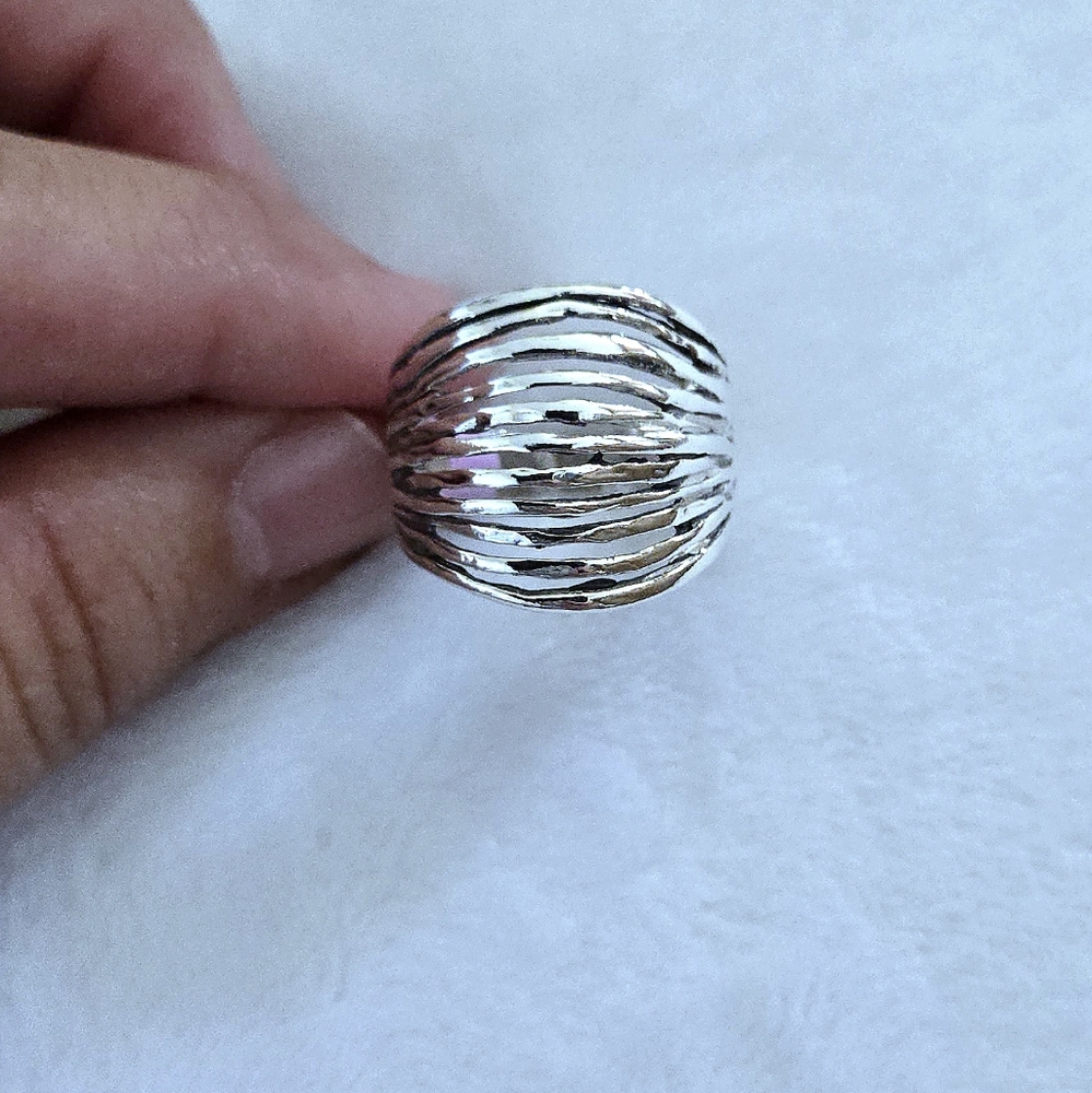 Noa Zuman Sterling Silver🤍 Convexed Bands Ring💍 - Picture 11 of 16